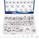 510PCS Crush Washer Oil Drain Plug,18 Sizes Aluminum Oil Drain Plug Gasket Assortment,Automotive Engine Crush Washers (M6 M8 M10 M12 M14 M16 M18 M20 M22 M24) (EXP 07/09/26)