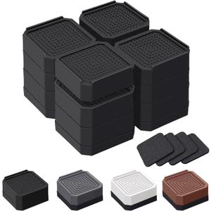 Bed Risers and Furniture Risers, Heavy Duty Adjustable Lifting Blocks for Couches, Desks, and Chairs, Elevates 1.53 or 4.3 Inches, Holds up to 4000 lbs (Black)