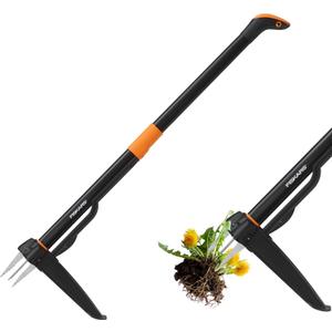 Fiskars 4-Claw Stand Up Weed Puller Tool, Gardening Hand Weeding Tool with 39" Long Ergonomic Handle with Easy-Eject Mechanism 