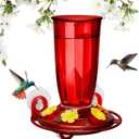 Kingsyard Window Hummingbird Feeder for Outside, 14 Oz Hummer Bird Nectar Feeder with 4 Feeding Ports & Circle Perch, Easy to Clean and Refill, Hummingbird Gifts (Red)
