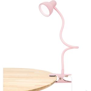 LiFMIRA Pink Small Desk Lamp Clip on Reading Light for Bed 3 Colors 10 Brightness Dimmable Flexible Gooseneck Clip on Light for Bed Headboard College Dorm Room