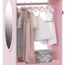 UTEX Kids Dress up Storage with Mirror,Costume Wardrobe for Kids, Open Hanging Armoire Closet,Pretend Storage Closet, Costume Storage Dresser (Pink), 24.53x 14.96 x 45.3