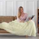Tuddrom Decorative Extra Soft Faux Fur Blanket Twin Size 70" x 78",Solid Reversible Fuzzy Long Hair Shaggy Fluffy Cozy Plush Fleece Comfy Microfiber Blanket for Couch Sofa Bed,Light Yellow
