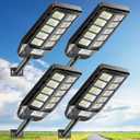 Solar Lights Outdoor, IP66 Waterproof Street Lights Outdoor, 6500K Dusk to Dawn Solar Security Flood Lights Motion Sensor with Remote Control for Yard, Entryway Garage, Porch 4 Pack