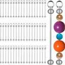 55 pcs Blank Beaded Keychain Bars DIY Keychain Accessories Metal Beaded Keychain Detachable Key Chain for Pendant DIY Crafts Jewelry Making Gift (Silver)