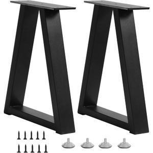 16 Inch Trapezoid Bench Legs Metal Coffee Table Legs, End & Side Table Feets, DIY Furniture for Desk Chair, Set of 2 (H16 x W10.8, Black)