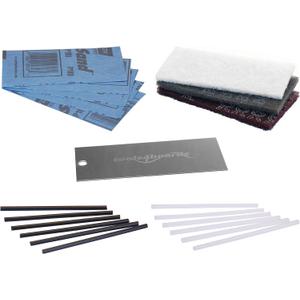 Tools4Boards Ski & Snowboard P-TEX Base Repair Kit: 12 pcs Ptex + 5 pcs Structure Sandpaper + 3 Brite Abrasive Pads + Stainless Scraper, Extra Large