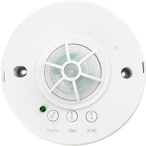 YCA1001 Ceiling Mounted Motion Sensor Light Switch, 360 PIR Motion Sensor Occupancy Detector, Dual Voltage 110-240V AC, White