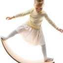 Giggle & Play 36" Wooden Balance Board  Natural Curvy Wobble Board for Kids, Toddlers & Adults, Montessori Rocker Toy, Yoga Trainer for Office, Home, Classroom Use