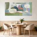 YETHEN WAL Sage Green Abstract Wall Art – 24×48 Large Minimalist Canvas Print, Neutral Olive & Blue Textured Artwork for Living Room or Bedroom Wall Decor