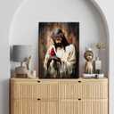 Jesus and Cardinal Canvas Wall Art Jesus Saves Cardinalis Painting Decor Picture Christian God Thorns Red Birds Posters Prints for Dining Living Prayer Room Kitchen Church Wall Bedroom Decoration (16"L x 12"W)