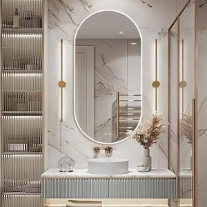 Niccy Oval LED Bathroom Vanity Mirror, 48"x24" Front lit Mirror with Light, Smart Anti-Fog Waterproof Mirror with Memory Function Dimmable Lighted Mirror