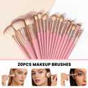 40Pcs Pink Makeup Brushes Set with Organizer Bag, Professional Multi-functional Eye and Face Brush Kit, Facial Makeup Tools and Accessories (Pink)