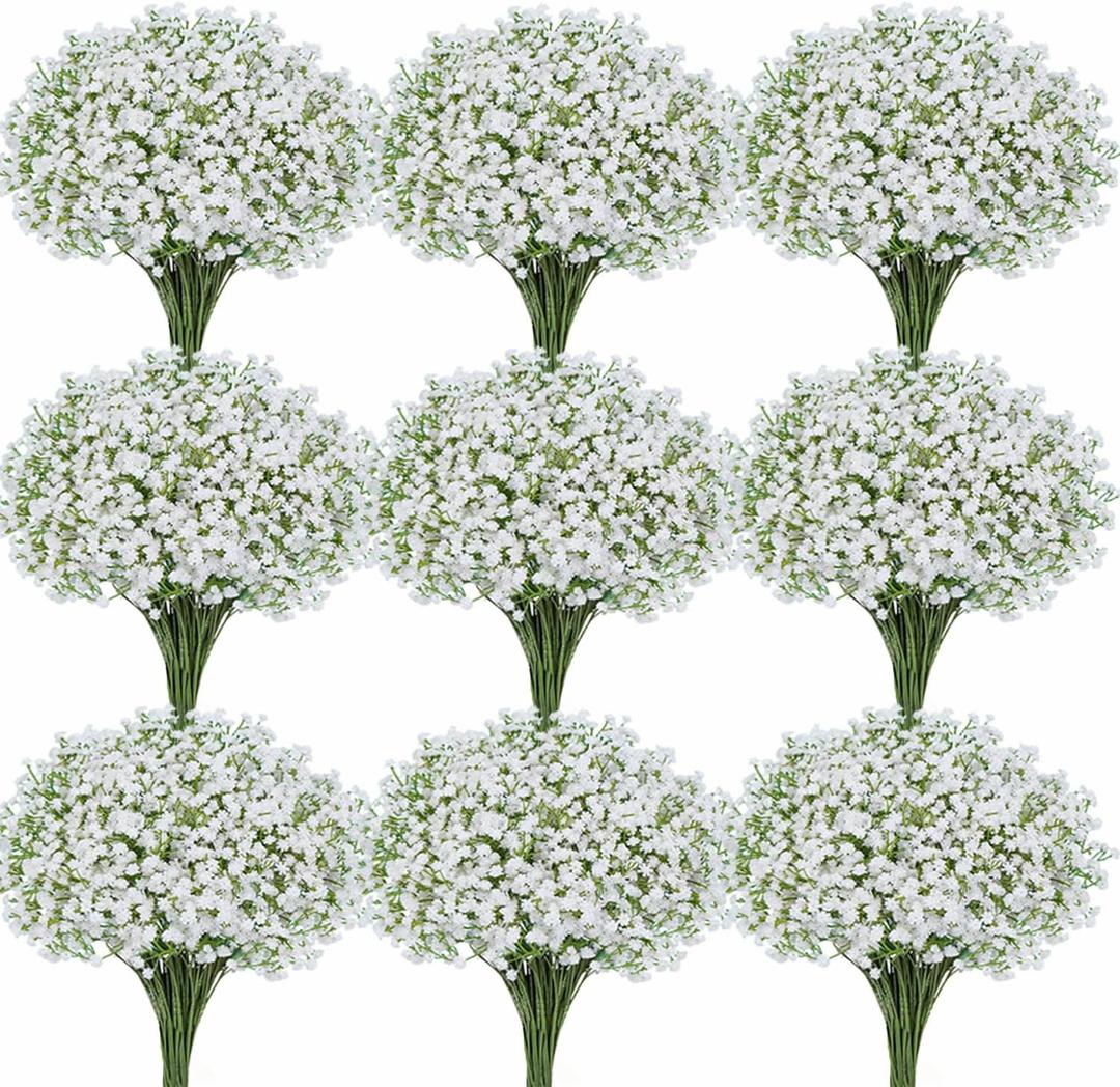 50 Pcs Baby Breath Artificial Flowers, Fake Babys Breath Gypsophila Flowers Bulk, Realistic Artificial Flowers Bouquet Flores Artificiales para Decoracion for Wedding Party Home Decoration