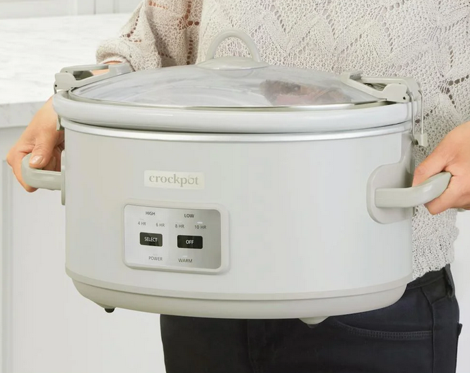 Crock-Pot Designer Series 7qt Slow Cooker with Bonus Little Dipper Mushroom: 4 Settings, Stoneware, Stainless Steel, Keep Warm