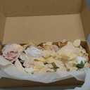 Ling's moment 2PCS White & Beige Artificial Floral Swags Centerpieces,Ivory Wedding Flower Garland Greenery Arrangements for Sweetheart/Head Table Decor Wall Arch Home Garden Decor