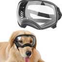 NAMSAN Dog Goggles for Large Dogs, Clear Lenses, Dog Sunglasses Medium to Large Breed, Anti-UV Doggie Eye Protection, Adjustable Driving Glasses, Windproof Dustproof, Black