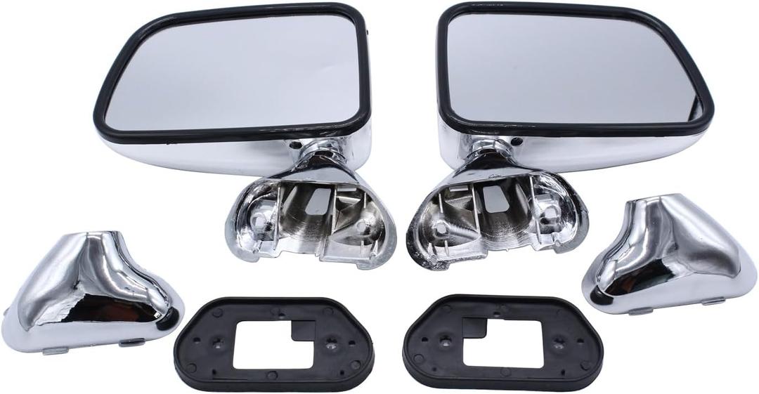 A Pair of Door Mirrors Chrome Manual Side View Mirrors Set For 87-88 Toyota Pickup Truck 4 Runner