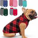 cyeollo 2 Pack Small Fleece Chritsmas Dog Sweater, Stretchy Pullover Soft Dog Jacket Reflective Female & Male Sweatshirt Pet Clothes Coats for Small Dogs Boy & Girl, Red & Buffalo Plaid L