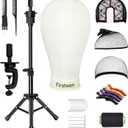 22 Inch Wig Head Mannequin Head for Wigs, Wig Stand with Head for Hair Styling Practice Display Wigs Making Tripod Stand with T Pins Set