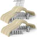 HOUSE DAY Velvet Skirt Hangers 36 Pack, Beige Velvet Pant Hangers with Adjustable Clips, Space Saving Slim Shorts Hanger, Heavy Duty Non Slip Clip Hanger for Pants, Skirts, Shorts