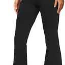 Women's Yoga Pants with Pockets No Front Seam Crossover High Waisted Flare Leggings Tummy Control Bootcut Pants (Large, Black)
