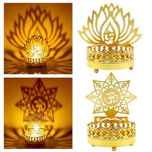 Metal OM Diwali Shadow Diyas – Tea Light Candle Holder Deya Birthday Wedding Housewarming Gift for Indian Murti Puja Item Home Office Temple Mandir Pooja Altar Decor