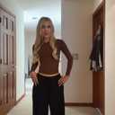 Sunzel Tight Long Sleeve Shirts for Women Slim Fit Tshirts Crew Neck Basic Tees Trendy Fitted Workout Going Out Tops (Brown, XS)