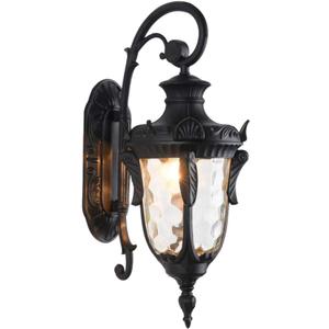 LONEDRUID Outdoor Wall Light Fixtures Black 20.47" H Exterior Wall Lantern Waterproof Sconce Porch Lights Wall Mount with Hammered Glass Shade for House