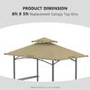 Grill Gazebo Replacement Canopy Top Only - 5' x 8' Outdoor BBQ Gazebo Canopy Roof, Waterproof Double Tiered Shelter Cover Fit for Model L-GG001PST-F (Khaki, 5x8)