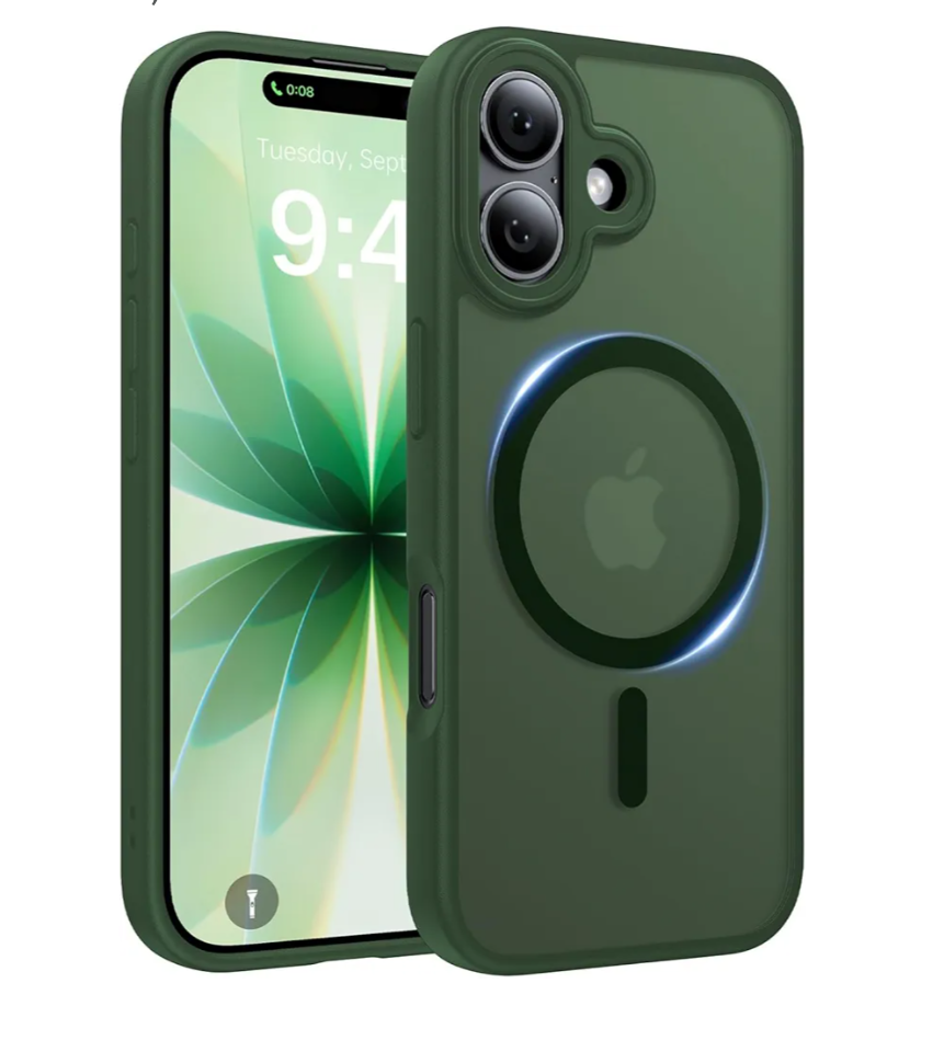 Magnetic for iPhone 17 Case, [Anti-Slip] [Military-Grade Drop Protection] [Camera Protection] Skin-Friendly Slim Translucent Shockproof Protective for iPhone 17 Phone Case, Forest Green