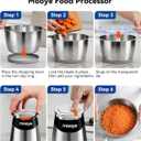 Food Processors Electric Food Chopper with Meat Grinder & Vegetable Chopper - 3 Bowls(8Cup+8Cup+3Cup) with Powerful Copper Motor - Includes 3 Sets of Bi-Level Blades for Fruits/Meat/Nuts