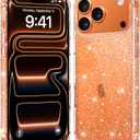 JJGoo Compatible with iPhone 17 Pro Max Case Clear Glitter, Hard PC Back Shockproof Protective Bumper Cover, Sparkle Bling Sparkly Cute Slim Women Girls Phone Cases