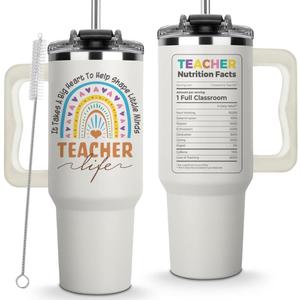 Christmas Gifts For Teachers, Teacher Appreciation Cups 40oz Tumbler - It Takes a Big Heart to Shape Little Minds, Coffee Teachers Tumblers for Women on Graduation, Appreciation Week, Back to School