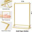 MaxGear 5x7 Gold Acrylic Sign Holder 6 Pack, Gold Table Number Holders, Mini Frames Double Sided Acrylic Picture Frames Photo Stand, Clear Menu Flyer Stand for Wedding, Home, Restaurant