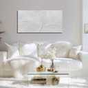 Framed Abstract Minimalist Wall Decor White Textured Wall Art for Living Room Hand Painted Modern Artwork for Office Bedroom Home 24x48 Inch