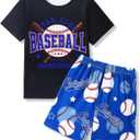 Mikrdoo Boys Pajamas 2 Piece Soft Short Sleeve Summer Pj Set Stretchy Short Sleepwear for Big Kids Size 6-16 Years