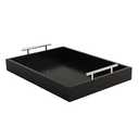 JJSQYLAN Wooden Serving Tray with Handles Rectangle Breakfast Tray for Coffee Table Decorative Ottoman Tray 16”x 12” for All Occasion's (Black)