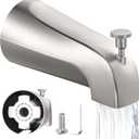 Tub Spout with Diverter – Slip-Fit Bathtub Faucet Spout Replacement, 1/ 2” Copper Pipe Connection, Easy to Install, Universal for Bathroom Shower (Brushed Nickel)