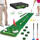 Golf Putting Game Set, Detachable Golf Putting Green Mat with 4 Balls, 2 Cups & Flags, 1 Portable Bag for Indoor & Outdoor Party Game Use