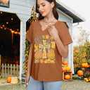 Fall Pumpkin Shirts for Women: Cute Pumpkin V Neck Shirt Thanksgiving Graphic Tees Halloween Pumpkin Tops (S)