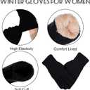 1 Pair Winter Gloves for Women Cold Weather Womens Gloves Warm Knit Gloves with Thermal Fleece Lined for Christmas (Black)