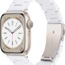 Lightweight Resin Watch Band Compatible with Apple Watch Band 46mm 45mm 44mm 42mm 49mm, Wristband Bracelet for Women Men, Watch Strap for iWatch Series 11/10/9/8/7/6/5/4/3/2/1/SE/Ultra-Pure White
