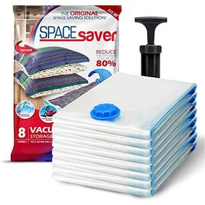8 Pack Jumbo Vacuum Storage Bags for Comforters, Blankets & Clothes – Jumbo Vacuum Sealed Compression Bags with Hand Pump – Space Saver Storage Bags for Bedding, Moving, Travel & Organization