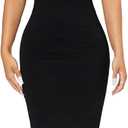 Verdusa Women's Strapless Sleeveless Split Back Long Bodycon Tube Dress Black Petite S