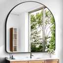Arched Bathroom Mirror, 40"x40" Black Arched Mirror for Bathroom, Wall Mounted Mirror, Black Vanity Wall Mirror w/Metal Frame for Bedroom, Entryway, Living Room, Hanging or Leaning Against Wall