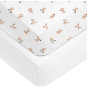 American Baby Company Fitted Crib Sheet 28" x 52", Soft Breathable Neutral 100% Cotton Jersey Sheet, Bear, for Boys and Girls, Fits Crib and Toddler Bed mattresses