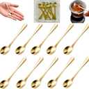 10 Pcs Mini Spoons for Spices, Small Size 2.8" Salt Spoons With Acrylic Box, 304 Stainless Steel Tiny Spoon, Little Spoon for Salt, Sugar, Coffee, Powder, Dessert, Caviar (Gold)