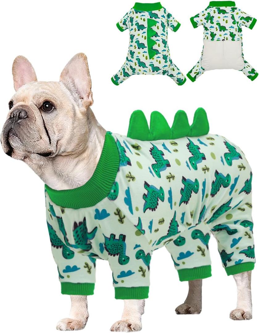 CuteBone Dinosaur Costume Dog Pajamas, Stretchy Spandex Crystal Velvet Sleepwear Coat for Small Dogs, Soft & Warm Pet Outfit Clothes for Cold Weather, Cozy Pullover Design COSP16M
, M