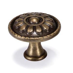 Fecraf 25 Pack Brass Knobs for Cabinets, Antique Dresser Drawers Knobs, Solid Vintage Cabinet Knobs, Single Hole Cabinet Hardware for Refinished Furniture, Diameter 1.18in